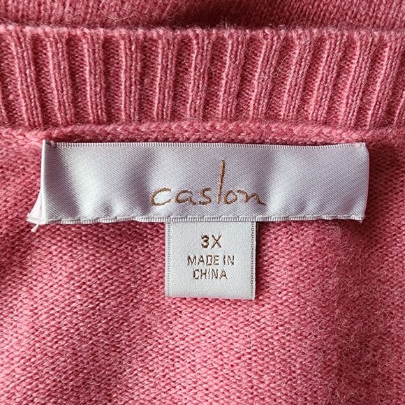 Caslon Womens Plus 3X Sweater Cashmere Pink V-neck Knit Long Sleeve Preppy - Picture 5 of 8